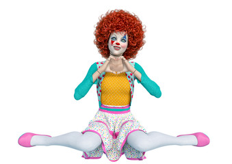 doll clown doing the heart hands with love on the flor