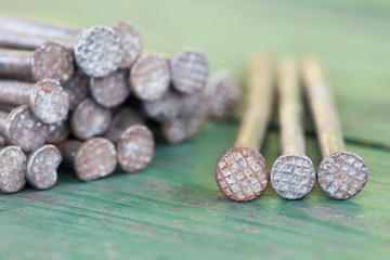 Group of metal nails, close-up