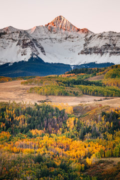 USA, Colorado, San Miguel Range. Wilson Peak at dawn in the fall.