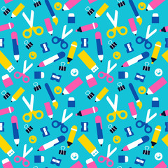 Fun school seamless pattern of children supplies