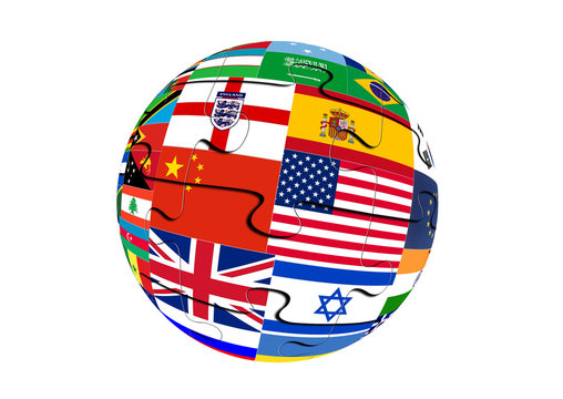 Puzzles Globe with world flags