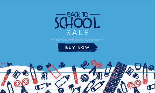 Back to school sale template fun highschool doodle