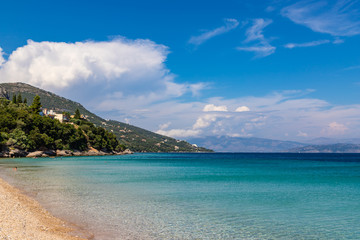 Fototapeta na wymiar Beautiful view of Barbati beach, Corfu Island, Greece