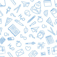 School doodle icon seamless pattern background