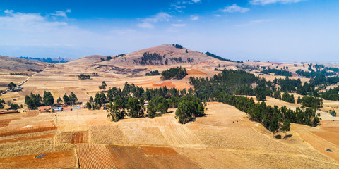 Panoramic aerial view of Mantaro valley in Huancayo, Peru.