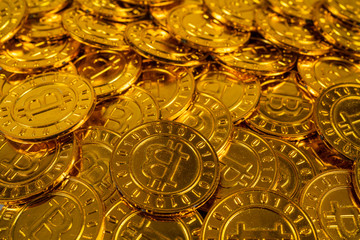 big pile of Bitcoin coins
