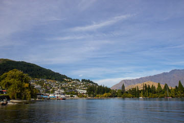 Fototapeta na wymiar Lakeside of Wakatipu lake in Queenstown, NZ