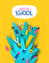 Back to school card fun kids papercut supplies © Cienpies Design