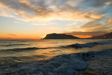 sunset over the sea, alanya