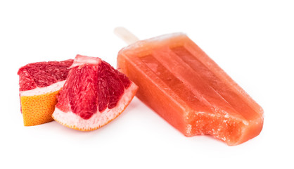 Grapefruit Popsicles isolated on white