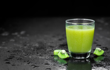 Fresh made Kiwi Smoothie (selective focus)