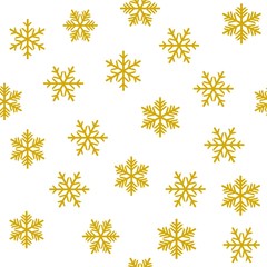 set of snowflakes gold color, seamless pattern 
