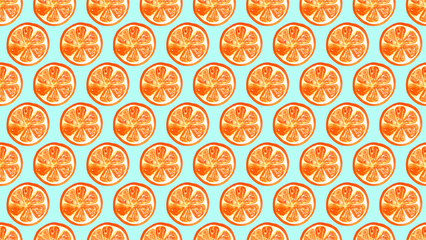 Seamless watercolor pattern with a drink, cocktail with lemon, ice, mojito, smoothies. Fruit lemon, orange. Vintage drawing on white background