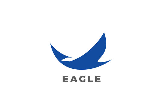 Eagle flying Logo design vector template Negative Space style. Falcon Hawk silhouette abstract Logotype concept icon.