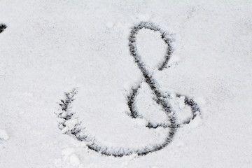  tracks in the snow and symbols in the snow
