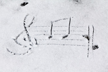  tracks in the snow and symbols in the snow