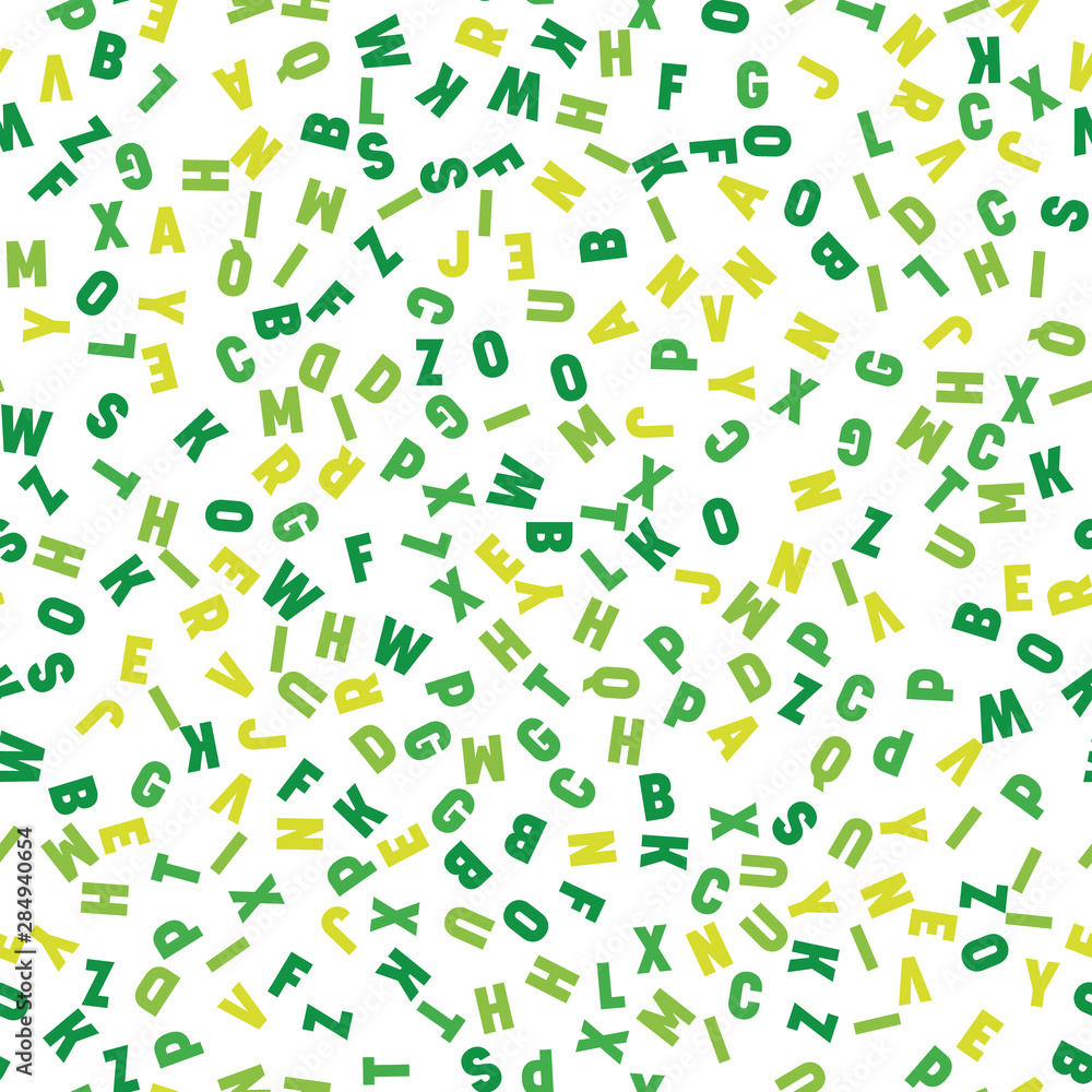 Poster seamless pattern of colorful letters. random order signs. vector background