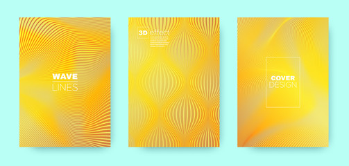 Orange Wave Shapes. Yellow Abstract Cover. 