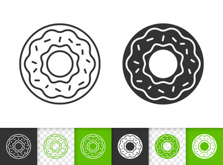 Doughnut donut cake simple black line vector icon