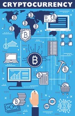 Cryptocurrency, bitcoin blockchain mining farm