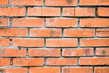 Brick texture. Wall of red bricks. Red brick wall.