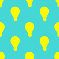 Seamless two-color flat light yellow light bulb pattern on a light blue background, and connected to each other on the left, right, up, down.