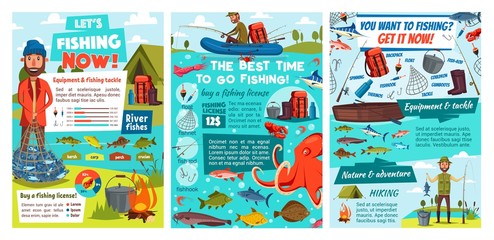 Fishing seafood and sea fish catch infographic