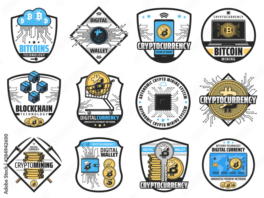 Aufkleber Bitcoin crypto currency blockchain mining farm