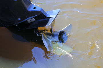Motor boat screw close up