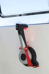 Motor boat throttle control close up