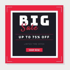 Mega sale minimalistic design template. Special offer. Big sale. Banner design. -Vector