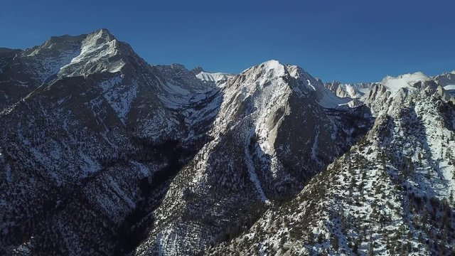 Mount Whitney USA Aerial, Tallest Mountain in United States Under Winter Sunlight