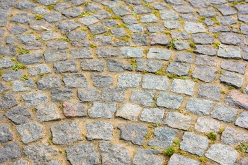 Stone road pavement.