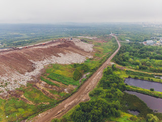 Mountain garbage, large garbage pile, degraded garbage. Pile of stink and toxic residue. These...