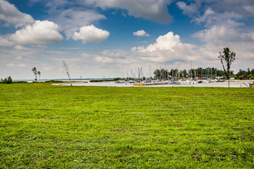 Gyenesdias, Hungary - July 14, 2019. Marina by Balaton lake