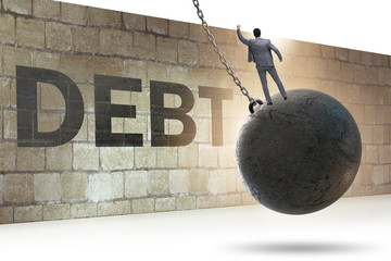 Debt and loan concept with businessman