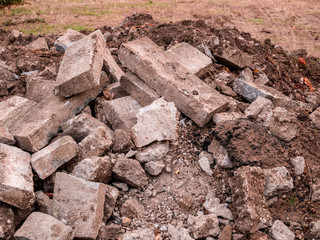 Heap of broken concrete blocks