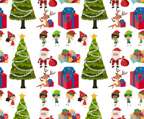 Materiał do szycia Seamless background design with christmas tree