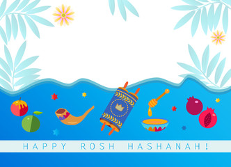 Fototapeta na wymiar Greeting card for Rosh Hashanah Text 