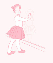 Happy ballet kid girl hand drawing character vector design