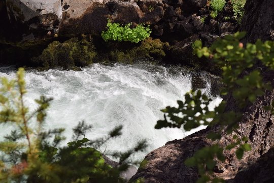 Turbulent Rogue River Water Bubbles in the Natural Bridge Area, Oregon