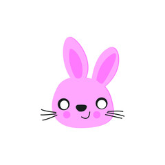 Cute bunny vector graphic icon. rabbit animal head, face illustration. Isolated on white background.
