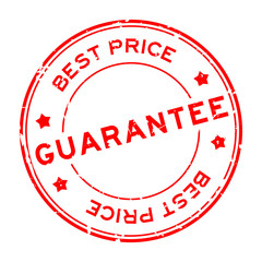 Grunge red best price guarantee word round rubber seal stamp on white background