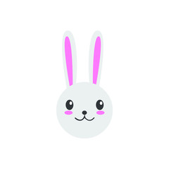 Cute bunny vector graphic icon. rabbit animal head, face illustration. Isolated on white background.