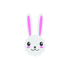 Cute bunny vector graphic icon. rabbit animal head, face illustration. Isolated on white background.