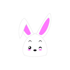 Fototapeta na wymiar Cute bunny vector graphic icon. rabbit animal head, face illustration. Isolated on white background.