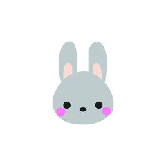 Cute bunny vector graphic icon. rabbit animal head, face illustration. Isolated on white background.