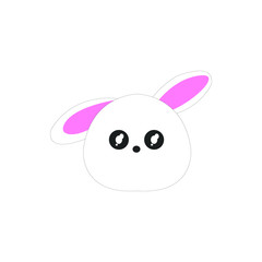 Cute bunny vector graphic icon. rabbit animal head, face illustration. Isolated on white background.
