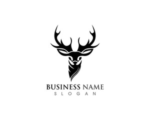 Deer head icon silhouette logo design minimalist template