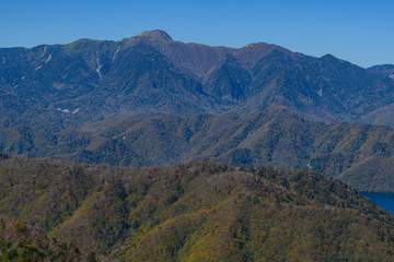 半月山の展望台から見た日光白根山